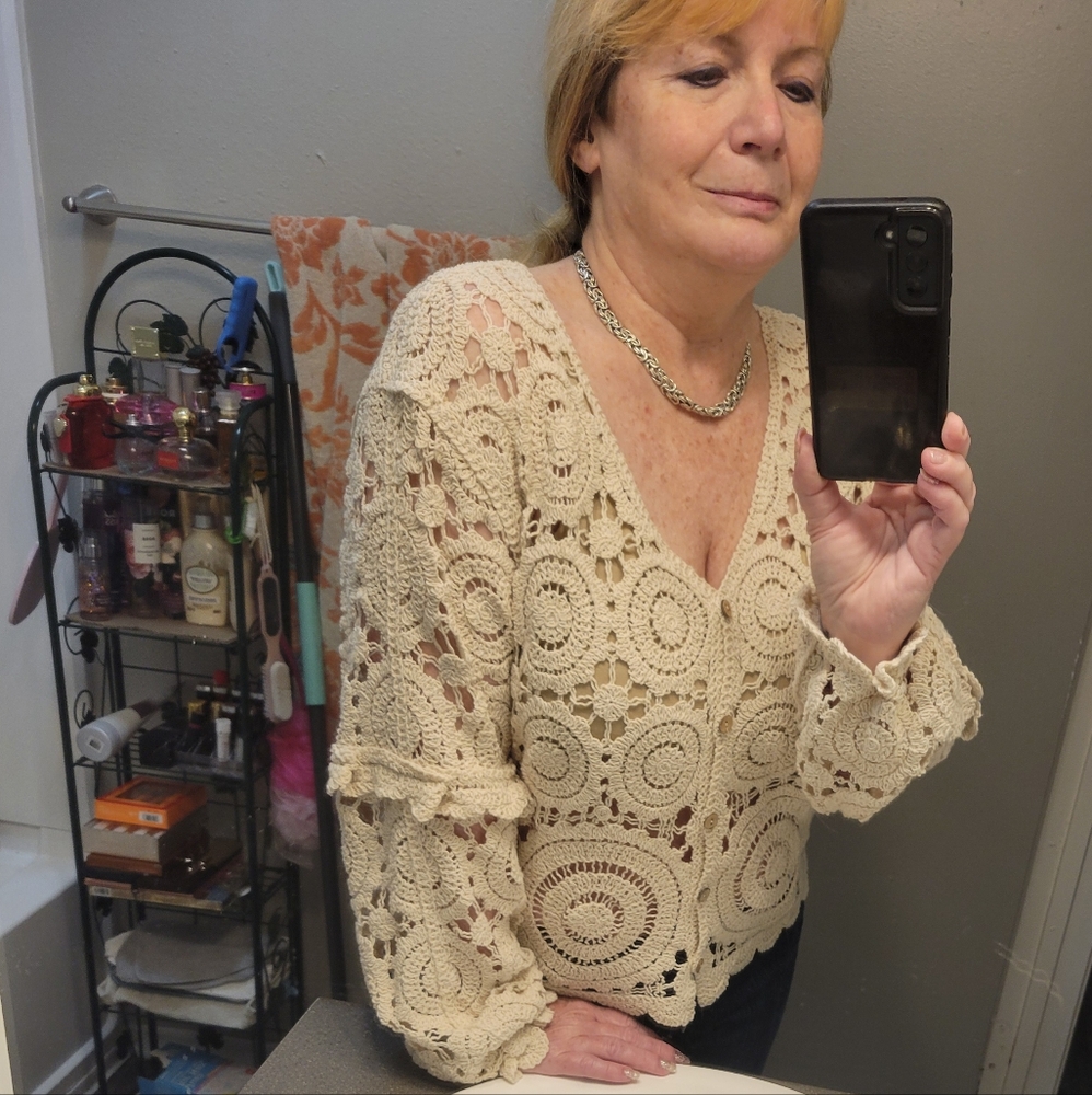 Cream Crochet Cardigan